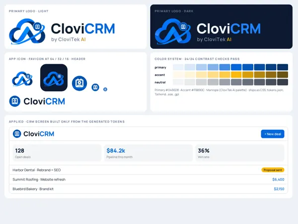 CloviCRM, CloviTek AI tenant theme brand board