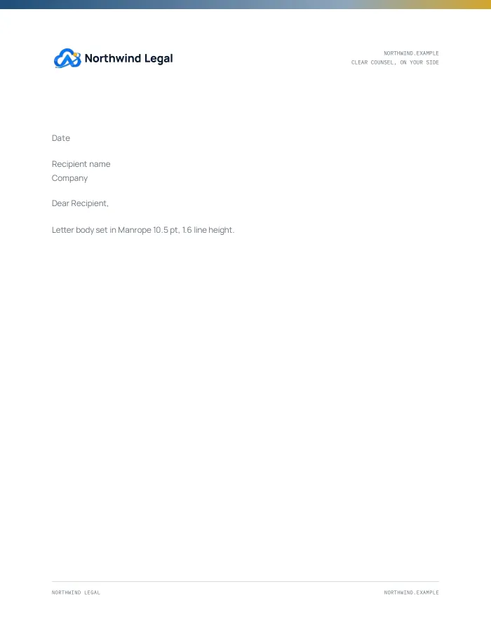 Letterhead, from the Northwind Legal kit